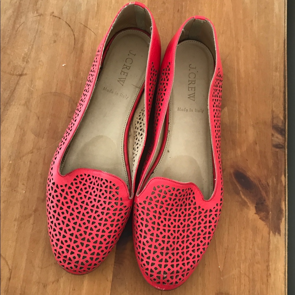 J Crew Red Flats | 7.5